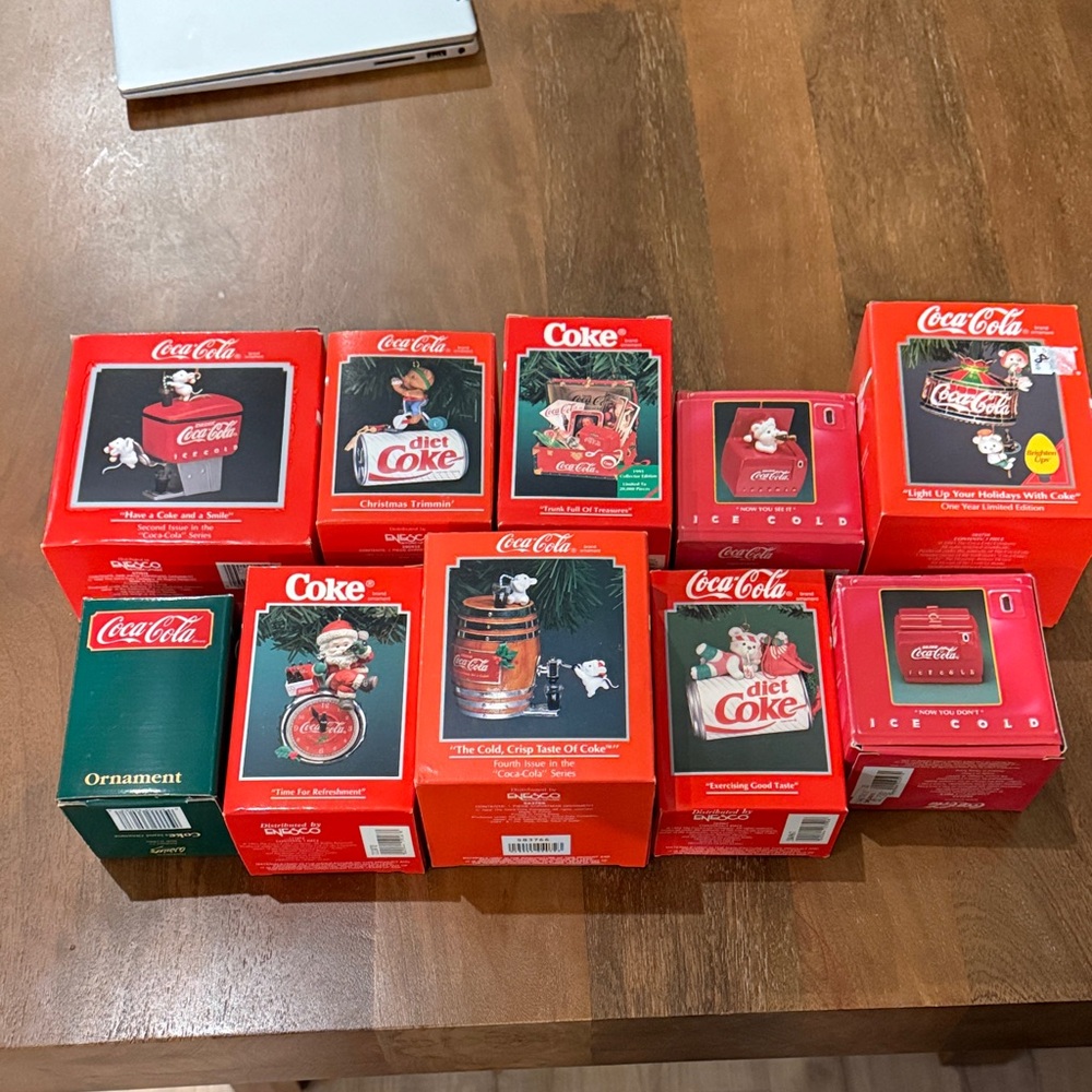 Coca-Cola and Diet Coke Ornament Set in Red and Green